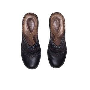 Clarks Artisan Slip-On Y2K Clogs Mule Stitched Leather Wedge Heel Size 5M